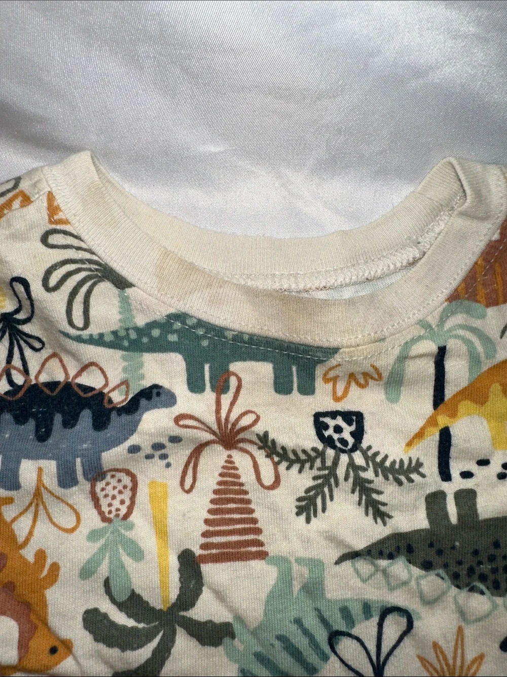 Carter's Cream Short Sleeve Tee with Yellow, Green, Blue & Brown Dinosaurs
